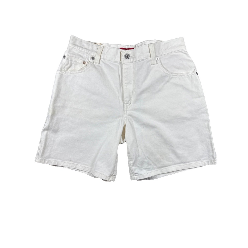 Levi's Classic Jeans Stretch White Shorts  Size‎ 6 Long Inseam Denim 7"